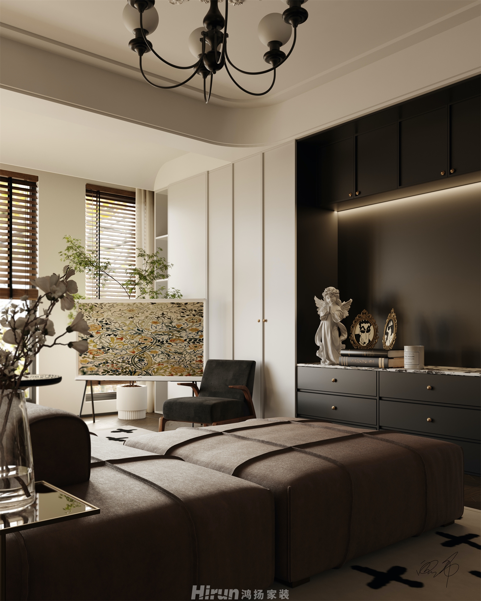 東方大院152㎡復古風潮四居室 裝修案例效果圖-4