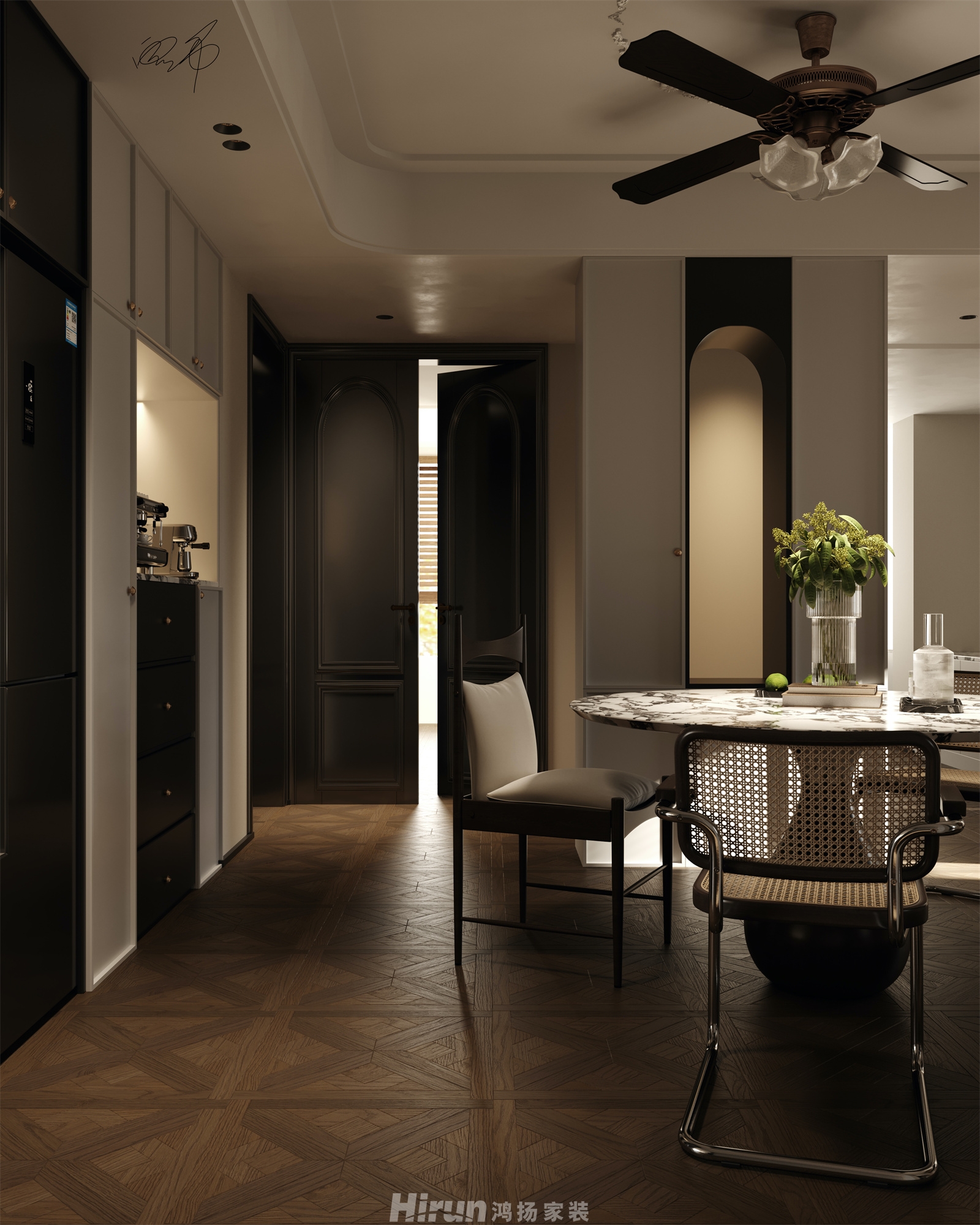 東方大院152㎡復古風潮四居室 裝修案例效果圖-1