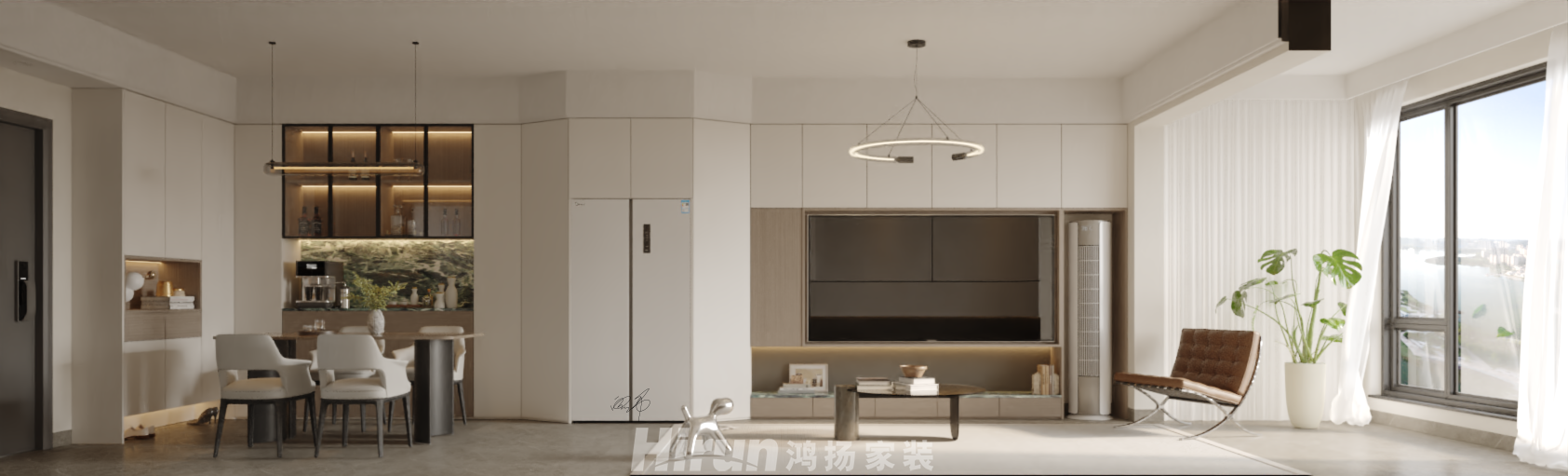 金色溪泉灣163㎡雅致現代四居室 裝修案例效果圖-1