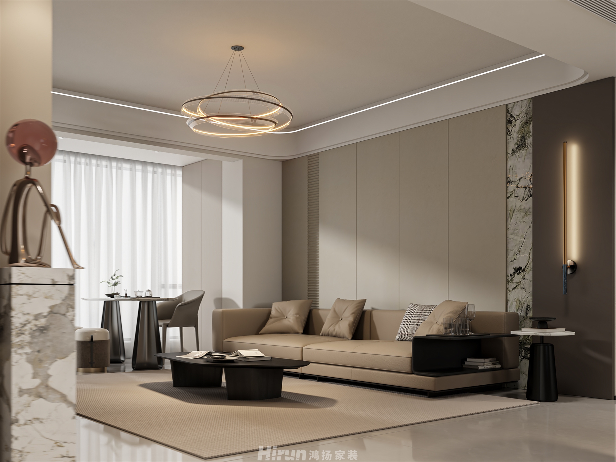 城發恒偉洋湖映150㎡新裝飾主義四居室 裝修案例效果圖-5