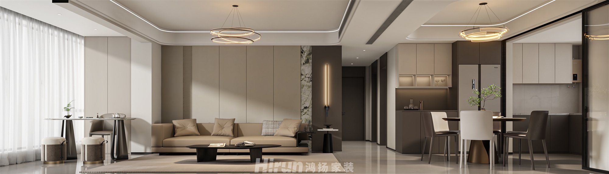 城發恒偉洋湖映150㎡新裝飾主義四居室 裝修案例效果圖-1