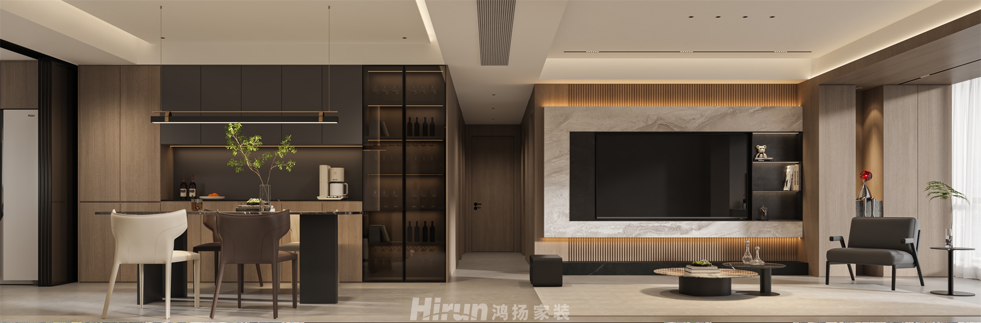 融科東南海140㎡雅致現(xiàn)代四居室 裝修案例效果圖-3