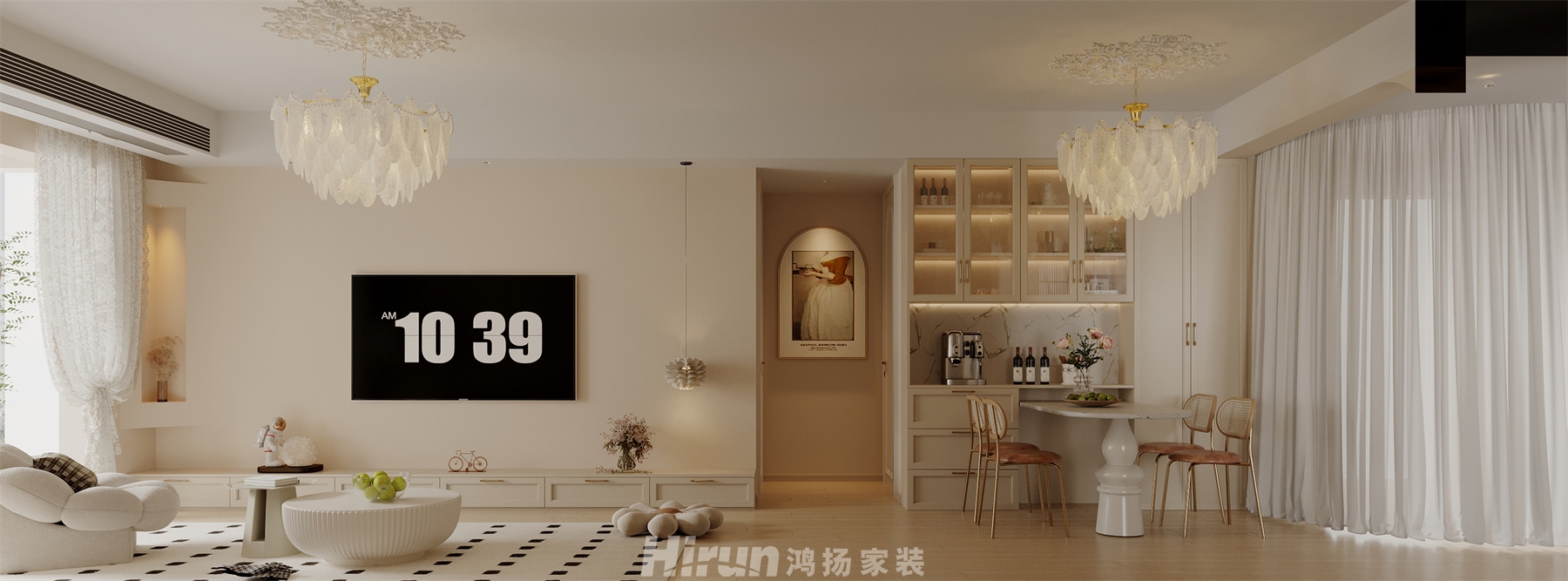 華銀天際126㎡優雅繽紛三居室 裝修案例效果圖-1