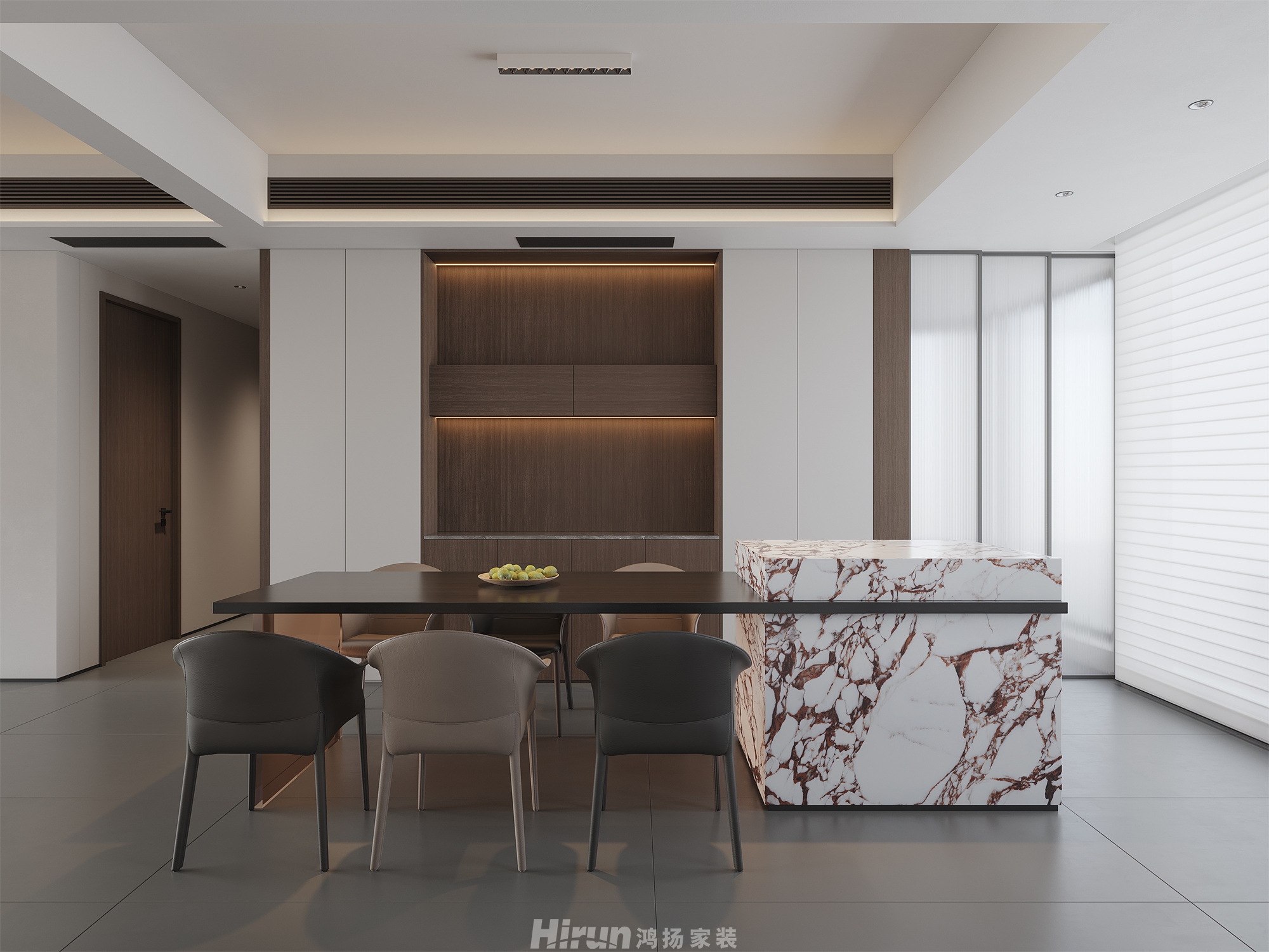 中建軌道麓江府166㎡雅致現代四居室 裝修案例效果圖-1