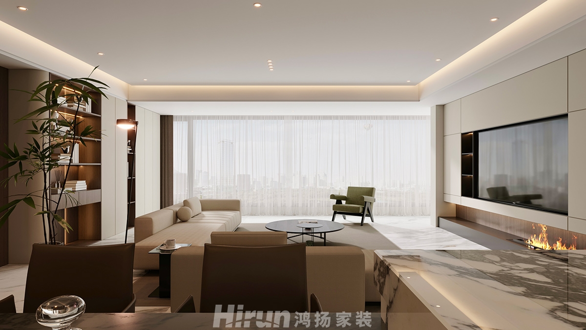 濱江境200㎡雅致現(xiàn)代四居室 裝修案例效果圖-2