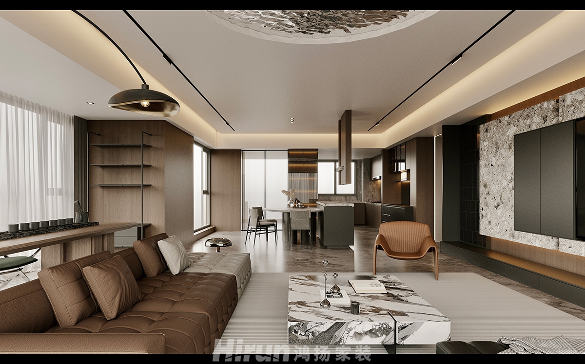 夢想鳳棲臺235㎡新裝飾主義四居室 裝修案例效果圖-1