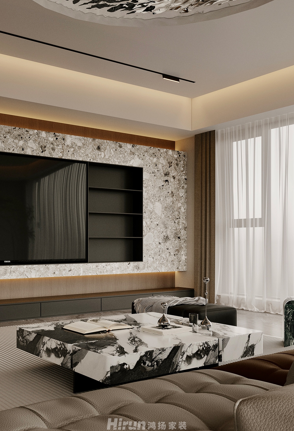 夢想鳳棲臺235㎡新裝飾主義四居室 裝修案例效果圖-9