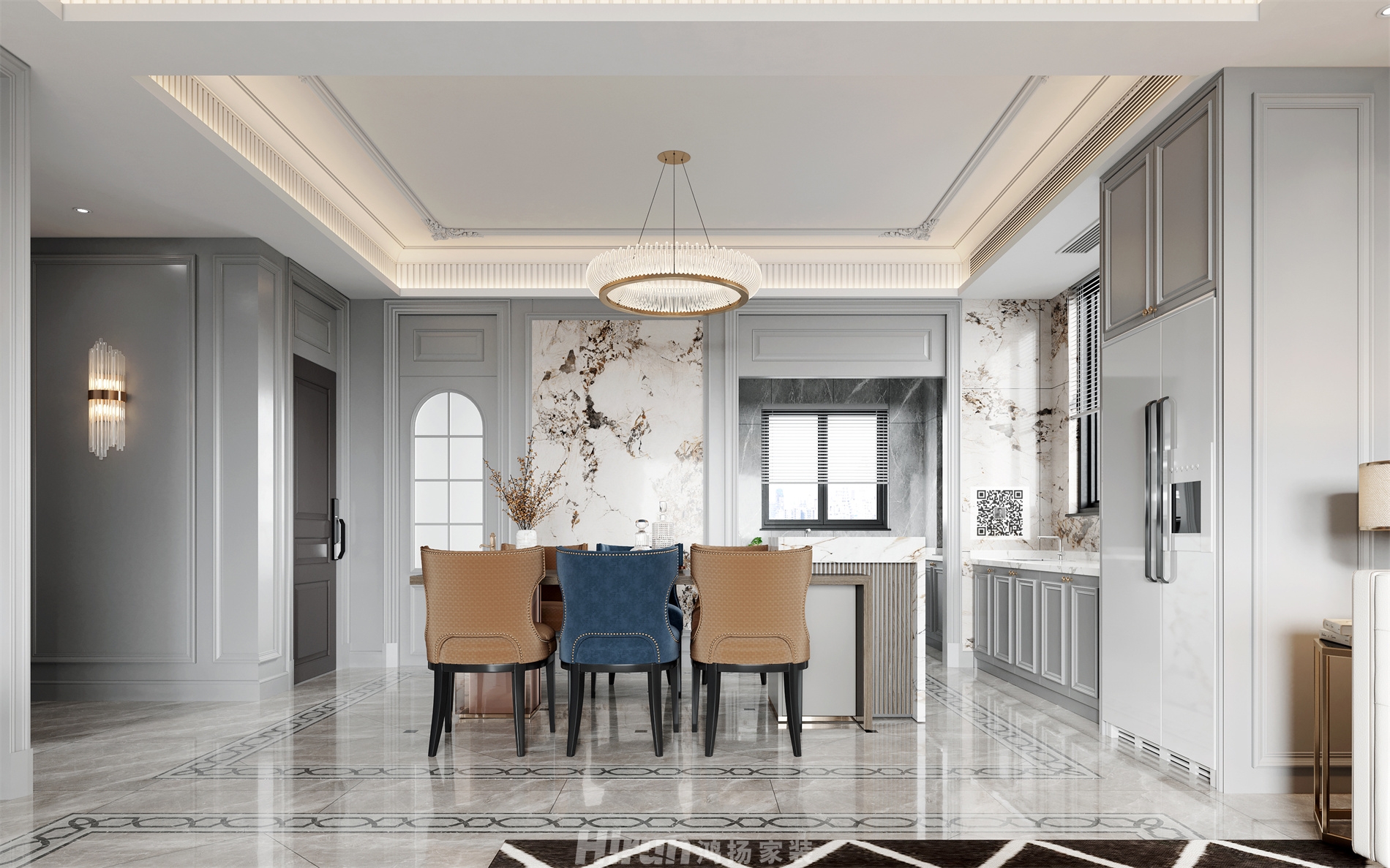 美的豪園320㎡輕歐簡美別墅 裝修案例效果圖-2