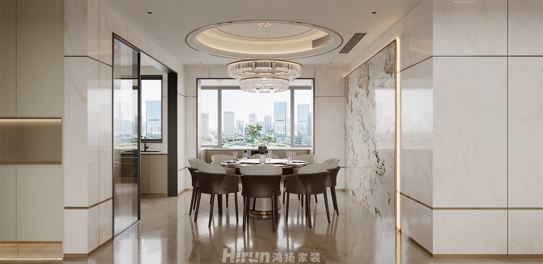 江山帝景360㎡新裝飾主義復(fù)式 裝修案例效果圖-3