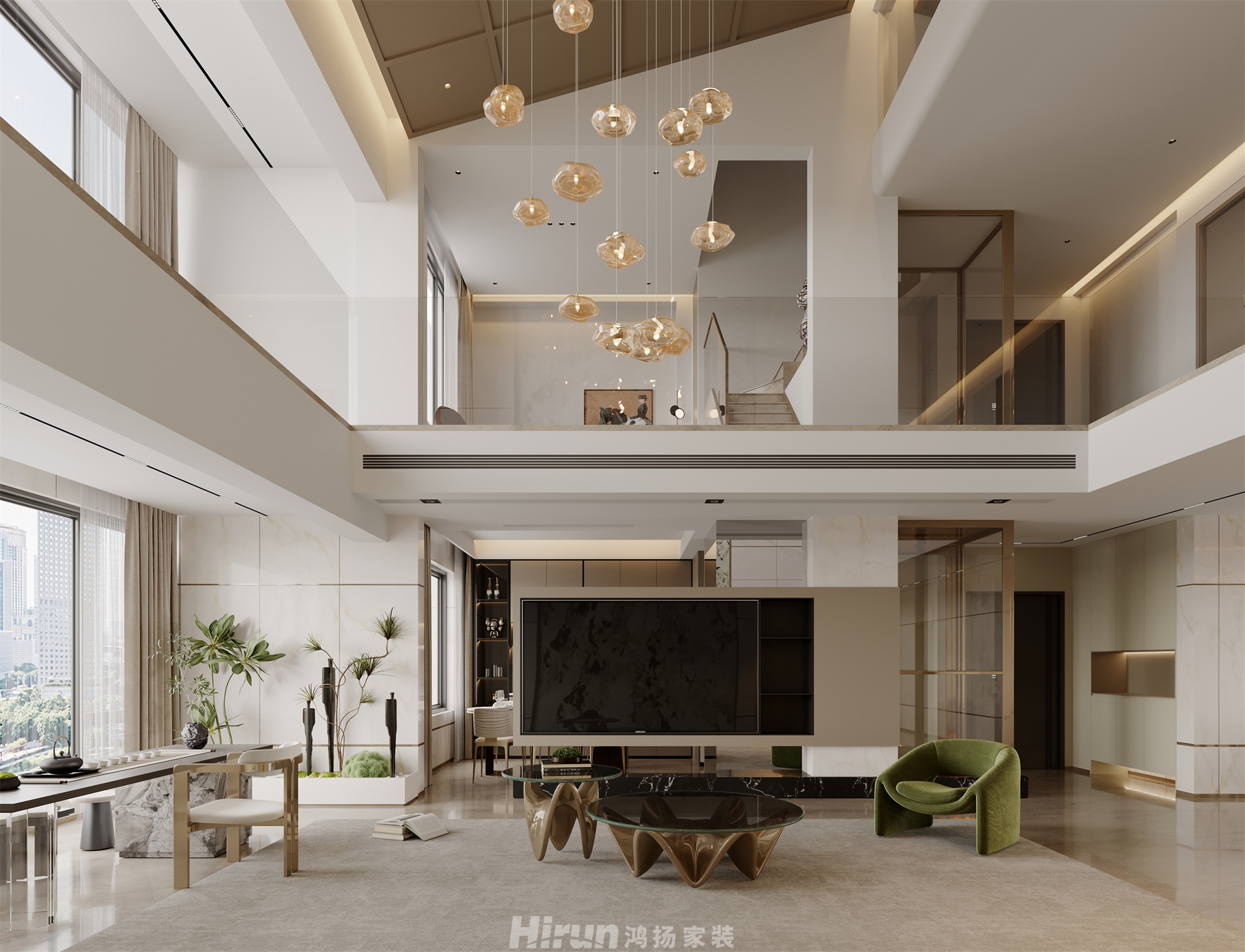 江山帝景360㎡新裝飾主義復(fù)式 裝修案例效果圖-1