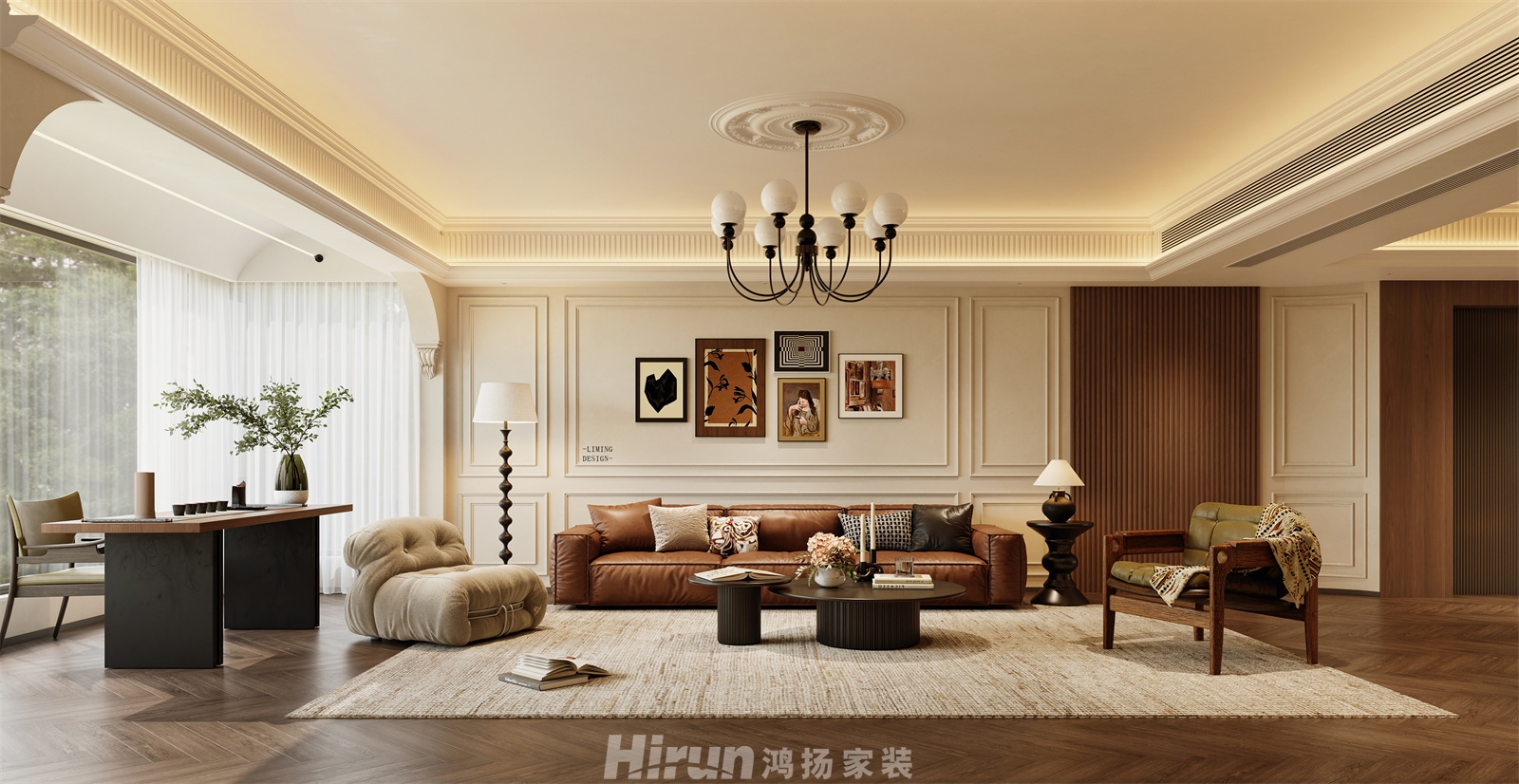 天一康園240㎡復古風潮大平層 裝修案例效果圖-2