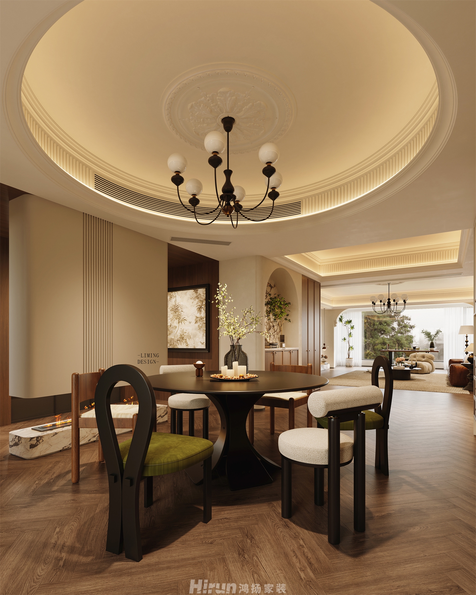 天一康園240㎡復古風潮大平層 裝修案例效果圖-12