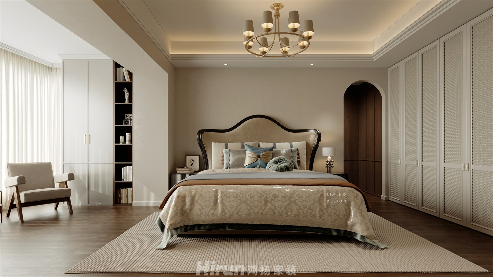 恒大御景半島220㎡復(fù)古風潮大平層 裝修案例效果圖-5