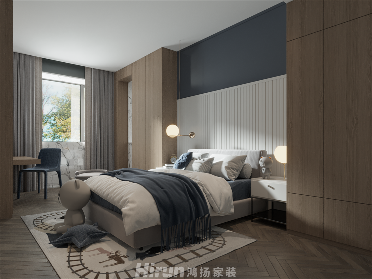八方小區(qū)260㎡極簡侘寂別墅 裝修案例效果圖-3