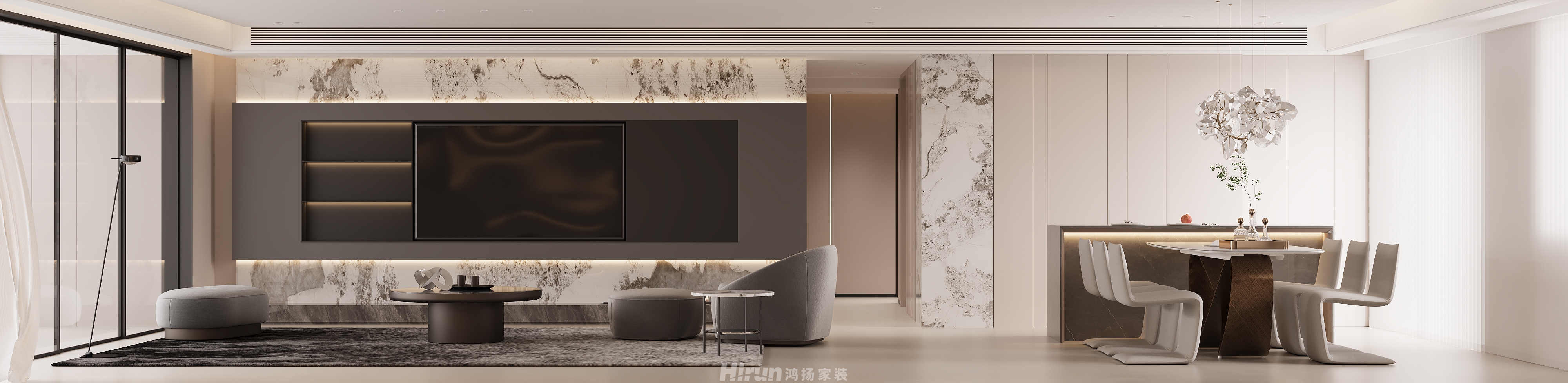 華潤潤樾府200㎡優雅繽紛復式 裝修案例效果圖-2