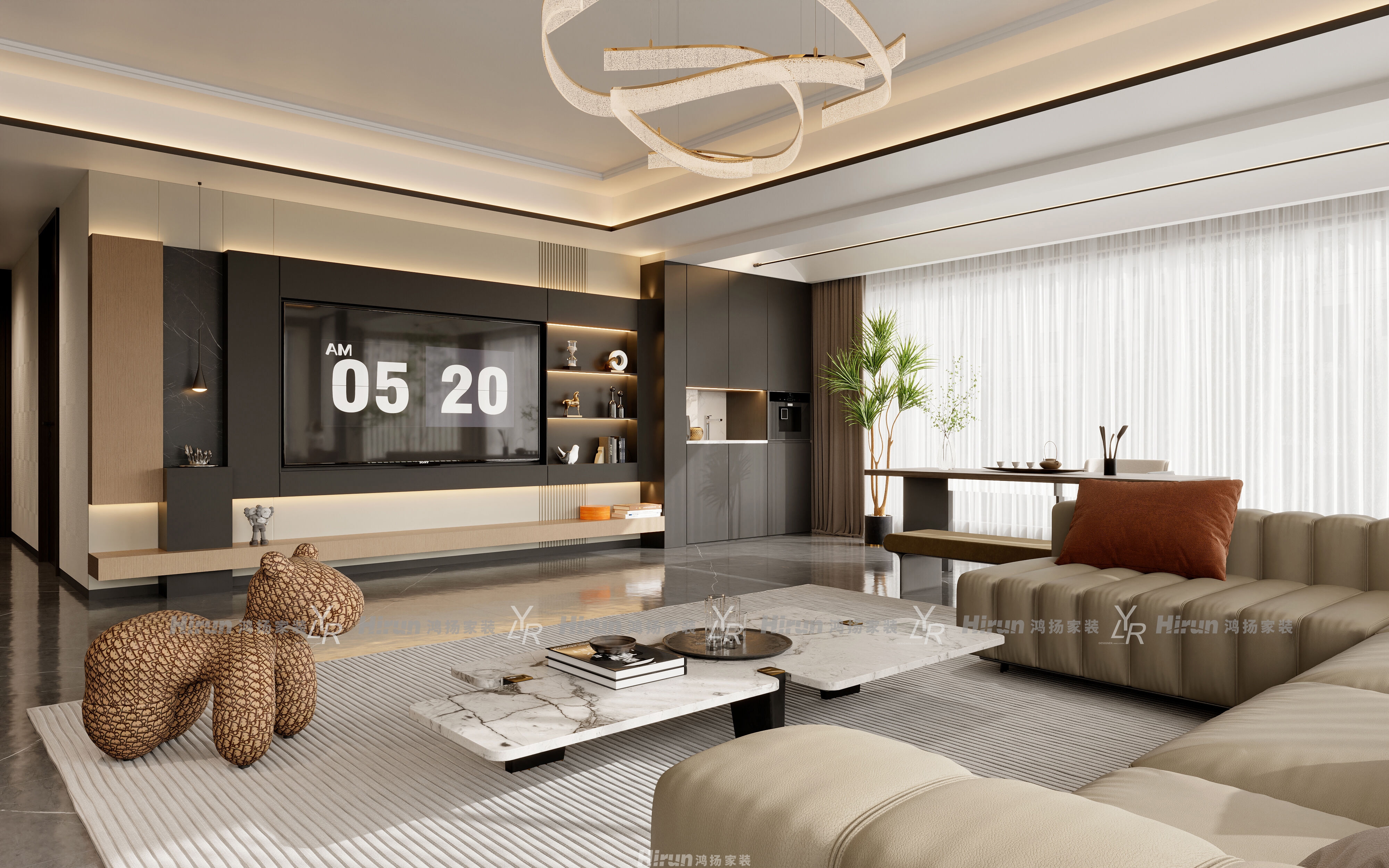 桂語云峰189㎡雅致現代大平層 裝修案例效果圖-7