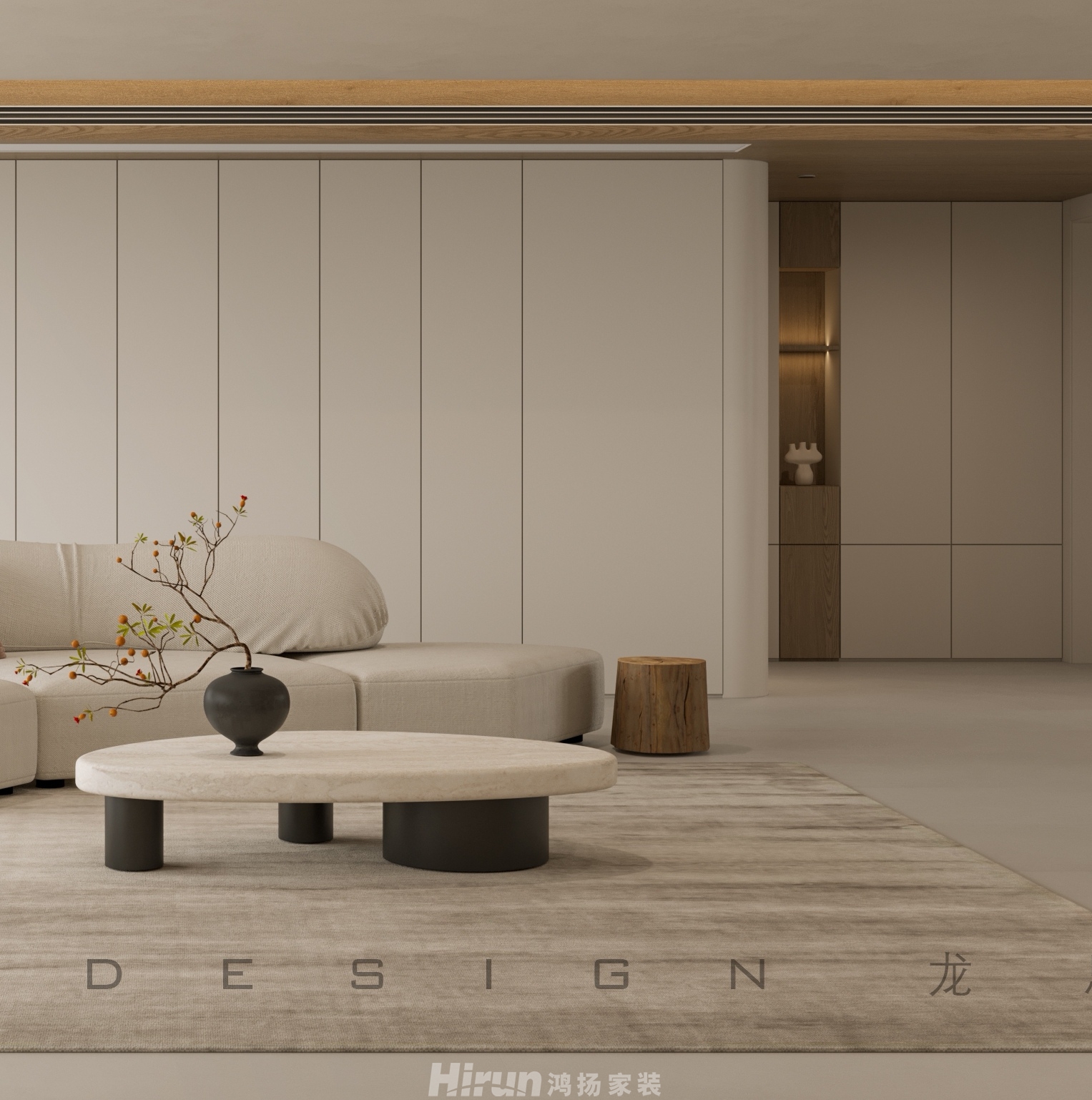 長沙潤府188㎡極簡侘寂四居室 裝修案例效果圖-3