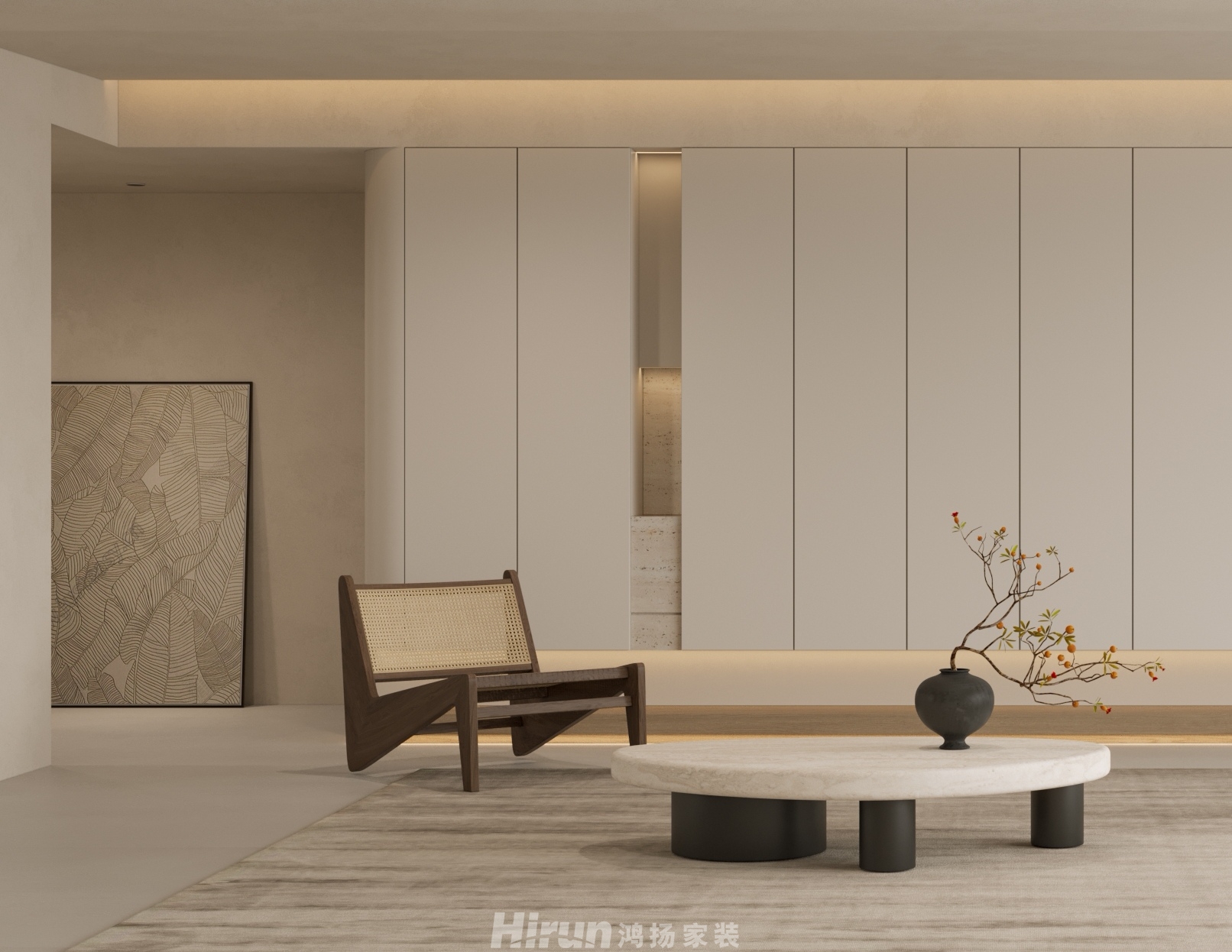 長沙潤府188㎡極簡侘寂四居室 裝修案例效果圖-8