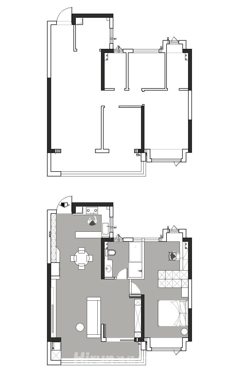 長沙北中心保利時代90㎡雅致現代三居室 裝修案例效果圖-1