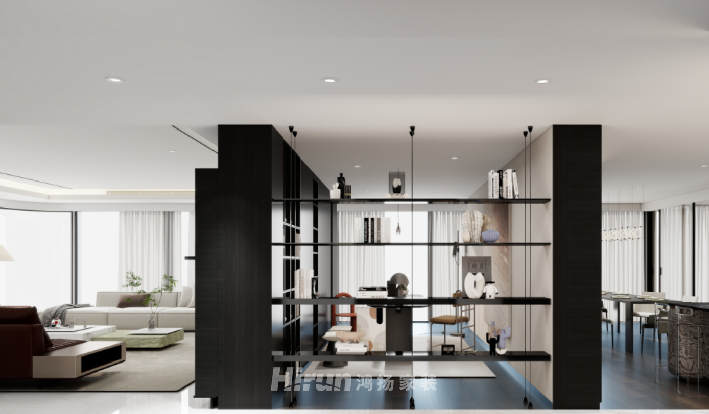 綠地鳳起鹿鳴313㎡新裝飾主義五居室 裝修案例效果圖-2