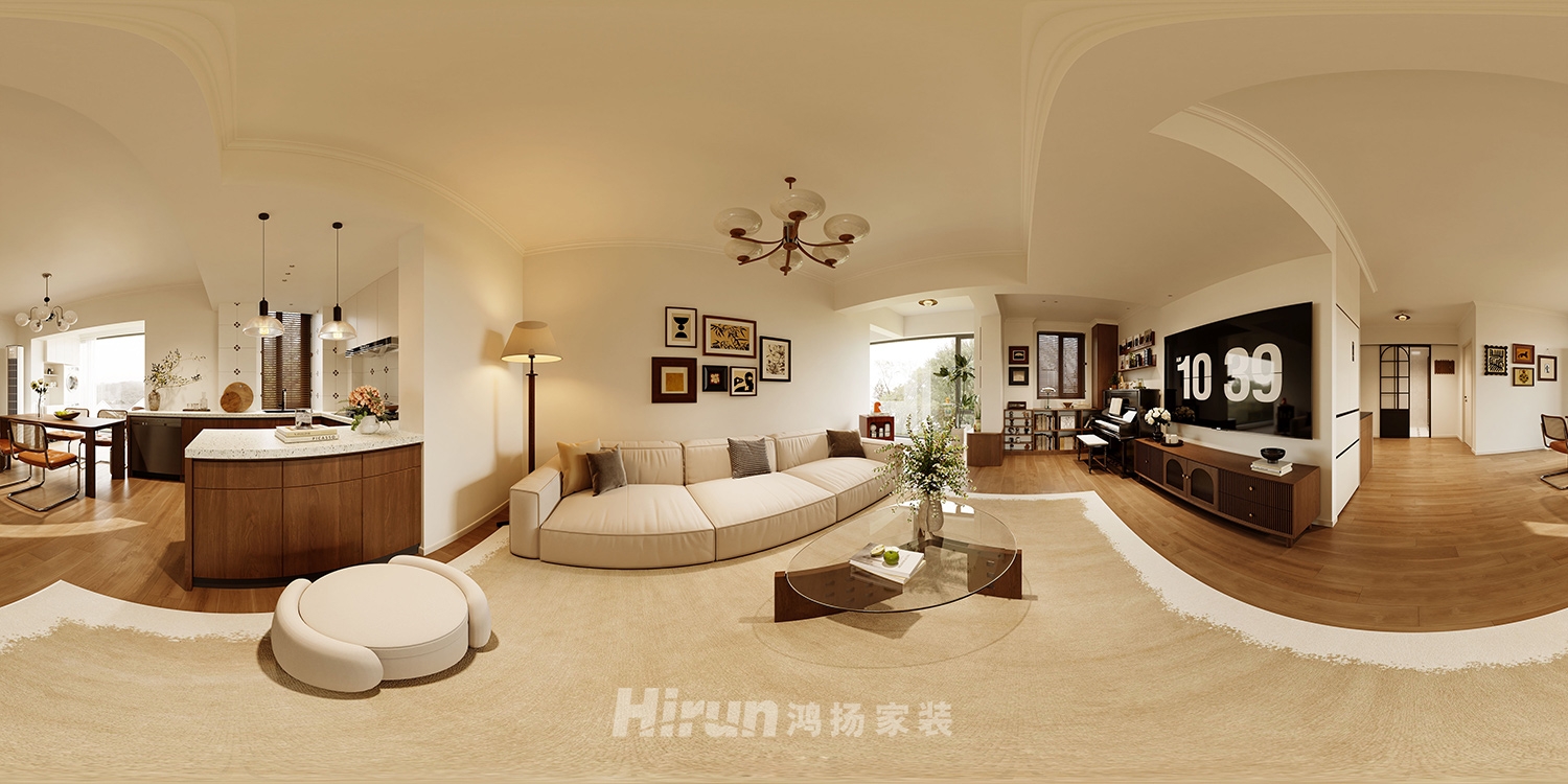 鈺龍?zhí)煜露?21㎡復古風潮四居室 裝修案例效果圖-2