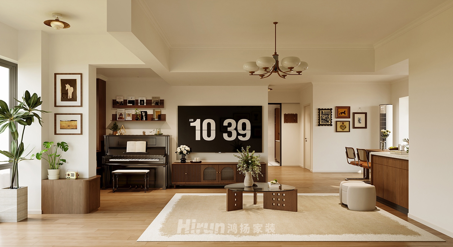 鈺龍?zhí)煜露?21㎡復古風潮四居室 裝修案例效果圖-3