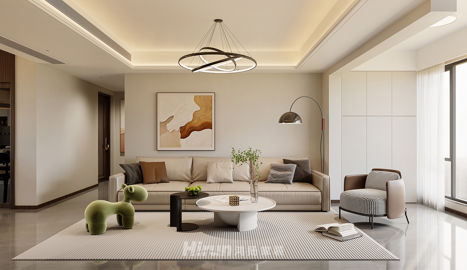 洋湖晴翠142㎡雅致現(xiàn)代四居室 裝修案例效果圖-7