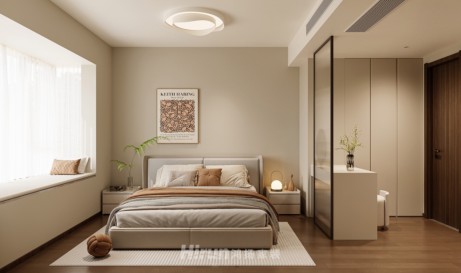 洋湖晴翠142㎡雅致現(xiàn)代四居室 裝修案例效果圖-3