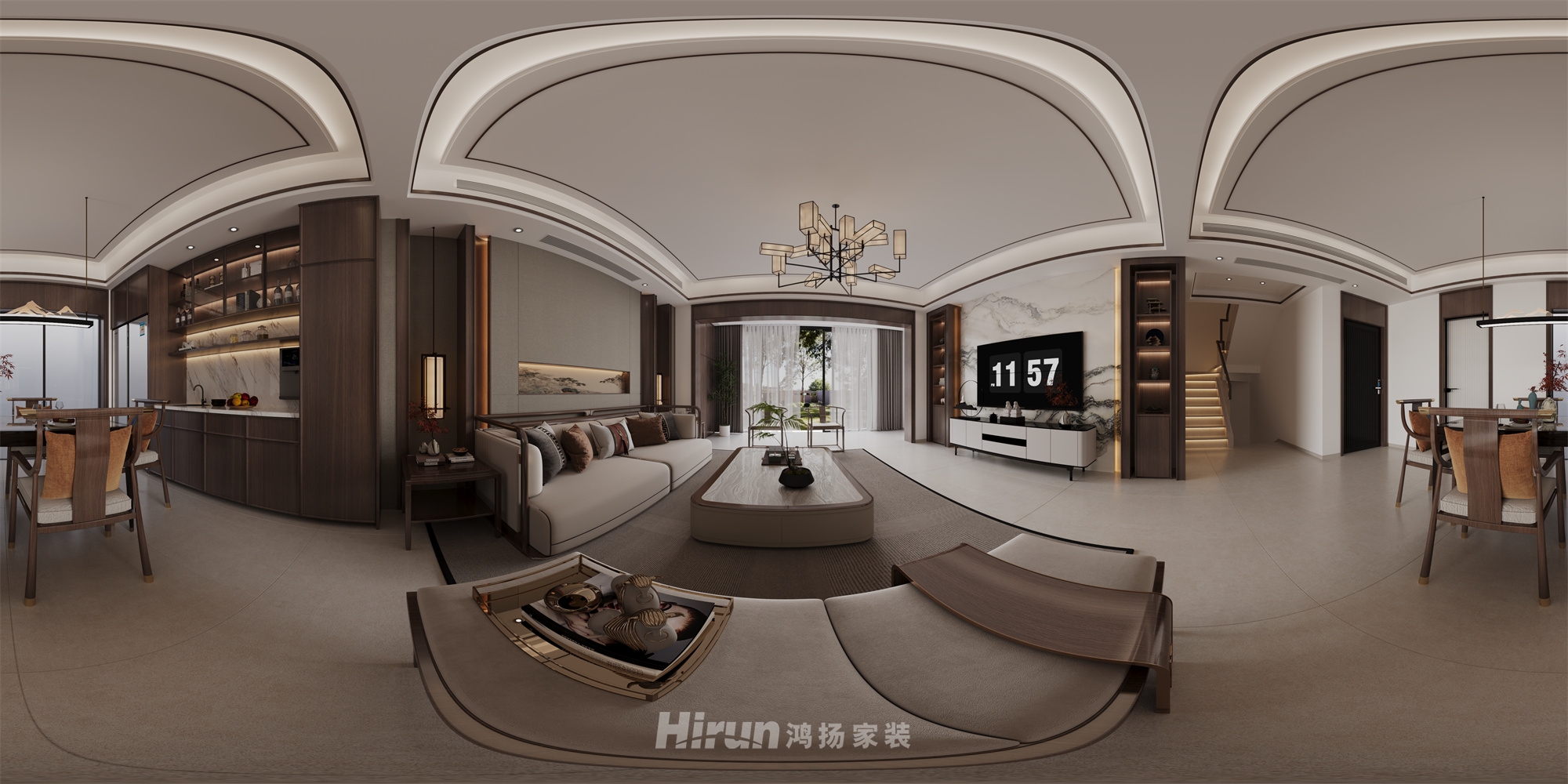 美的豪園460㎡寫意木構疊墅 裝修案例效果圖-1