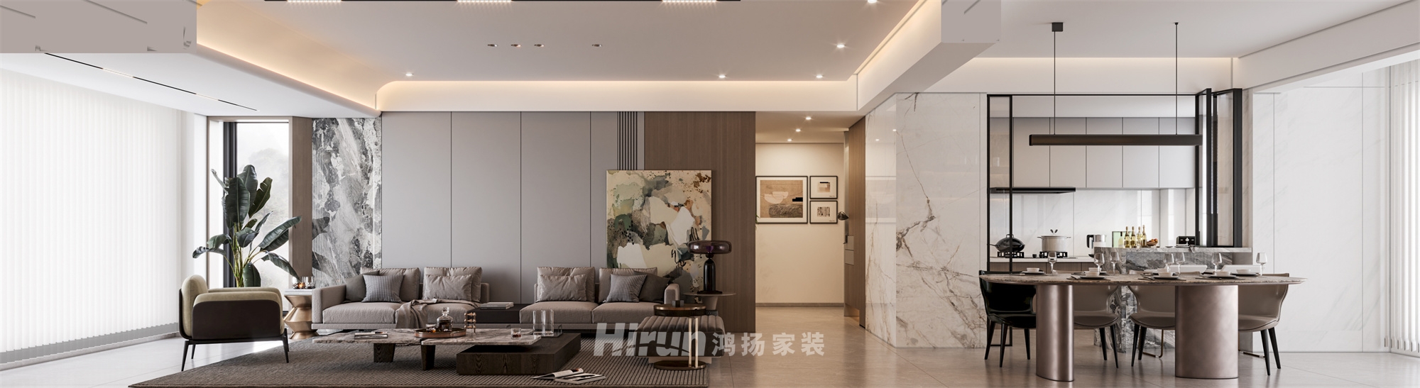 兆基璟宸府177㎡雅致現代四居室 裝修案例效果圖-3