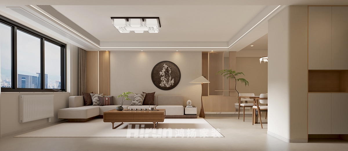 政華新村125㎡意境東方四居室 裝修案例效果圖-2