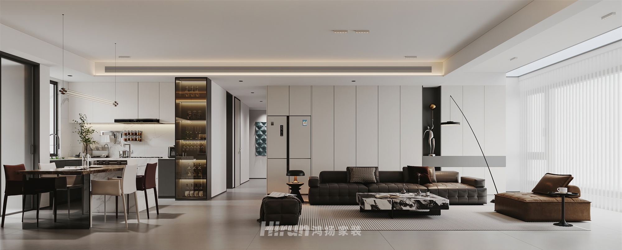 建發央著145㎡雅致現代四居室 裝修案例效果圖-1