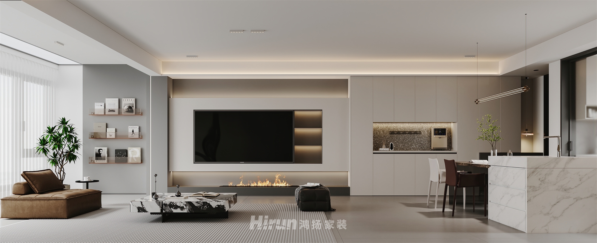 建發央著145㎡雅致現代四居室 裝修案例效果圖-2