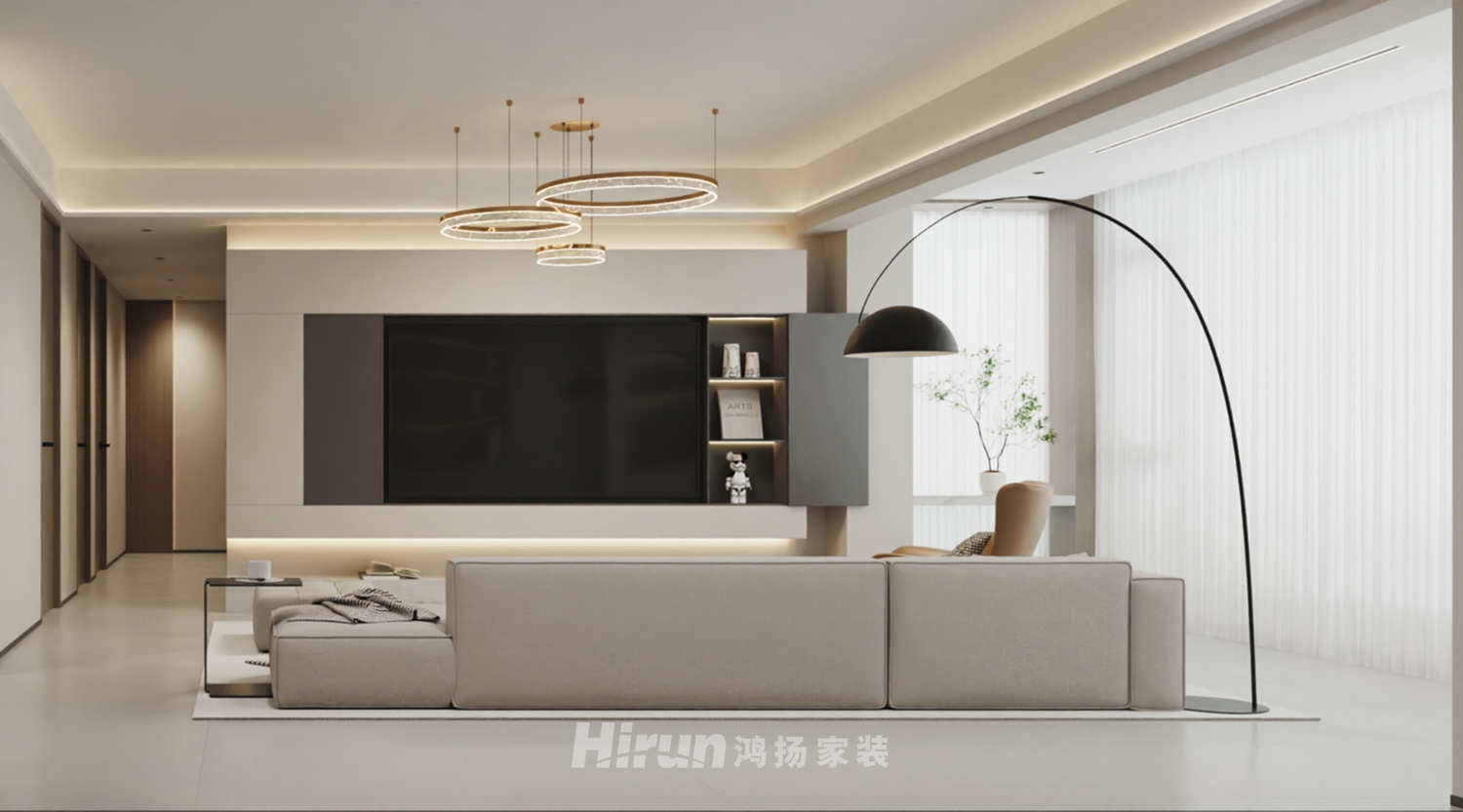 碧桂園博翠梅溪130㎡雅致現代三居室 裝修案例效果圖-1