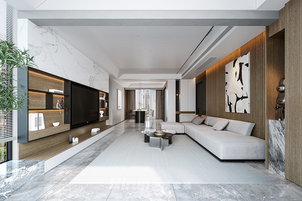 華晨神龍灣100㎡雅致現代三居室 裝修案例實景圖-16