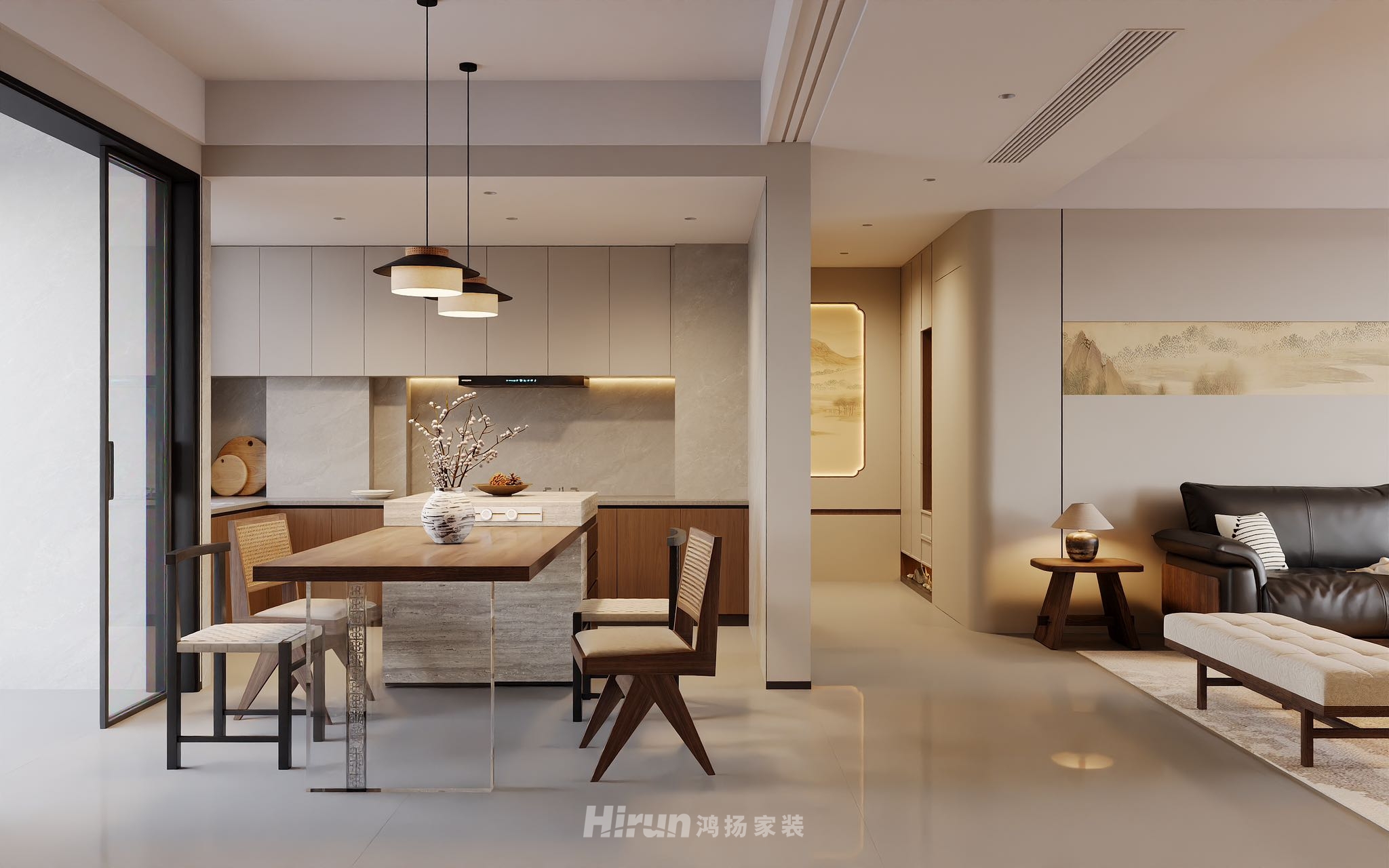 湘江天地180㎡意境東方四居室 裝修案例效果圖-3