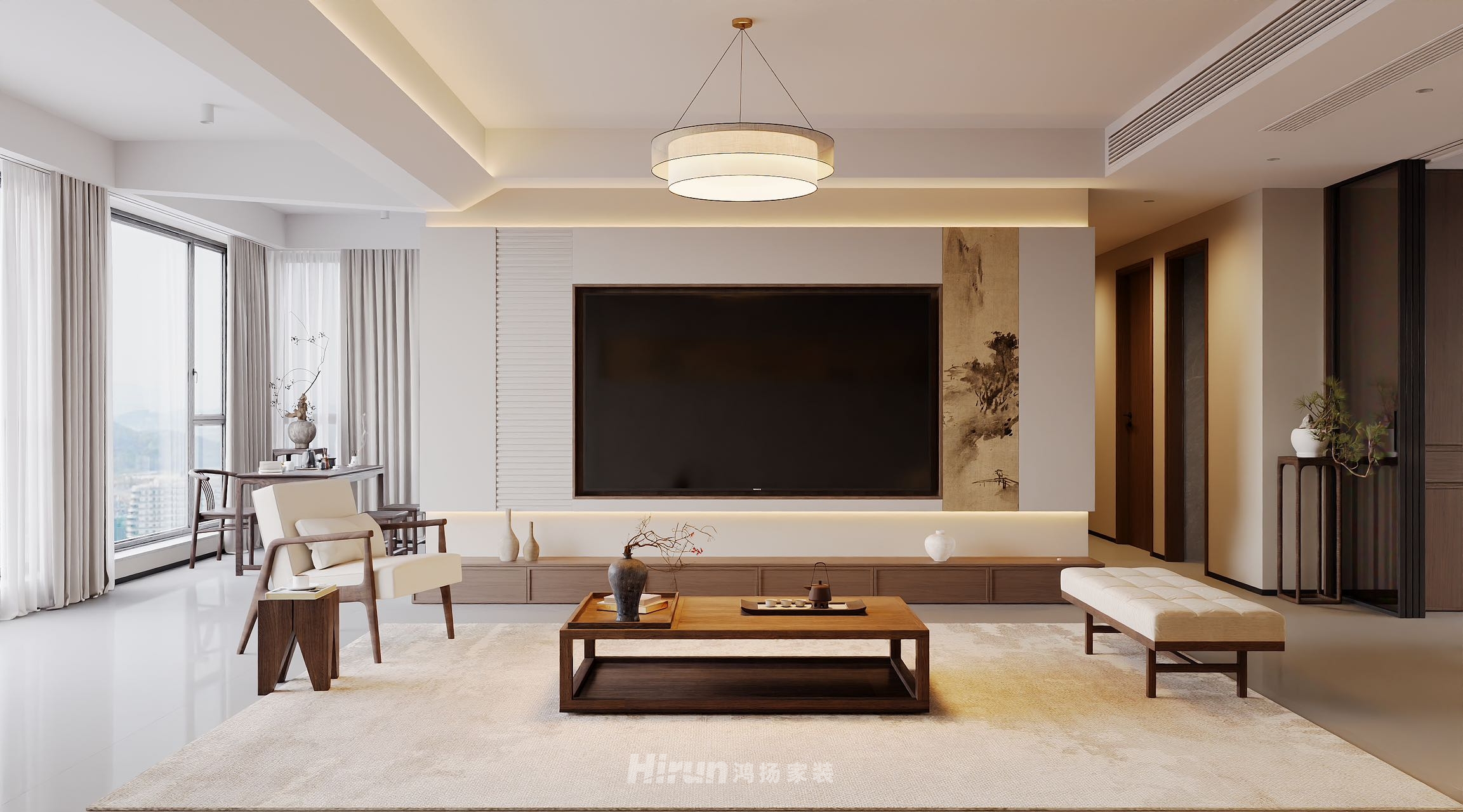 湘江天地180㎡意境東方四居室 裝修案例效果圖-9