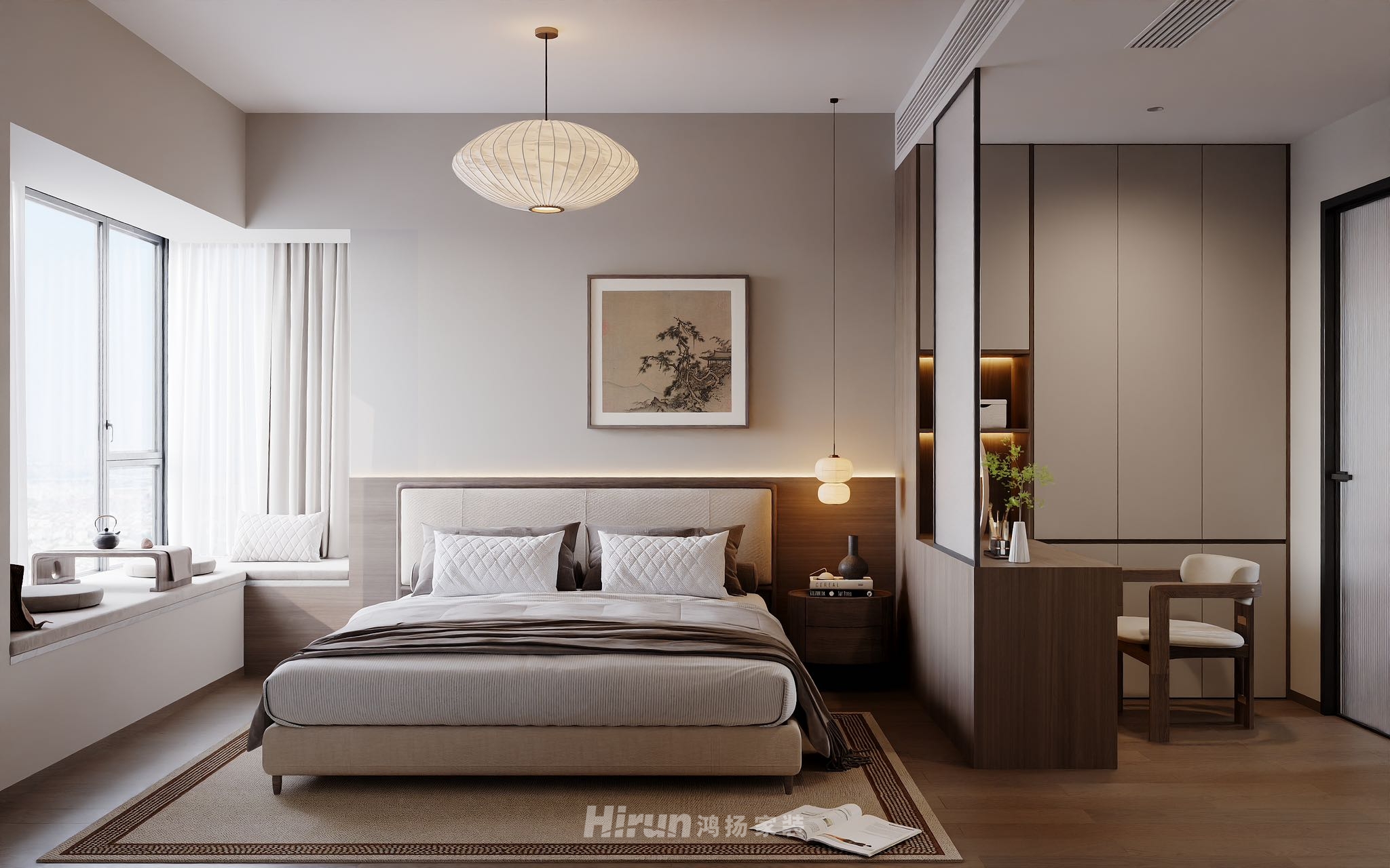 湘江天地180㎡意境東方四居室 裝修案例效果圖-10