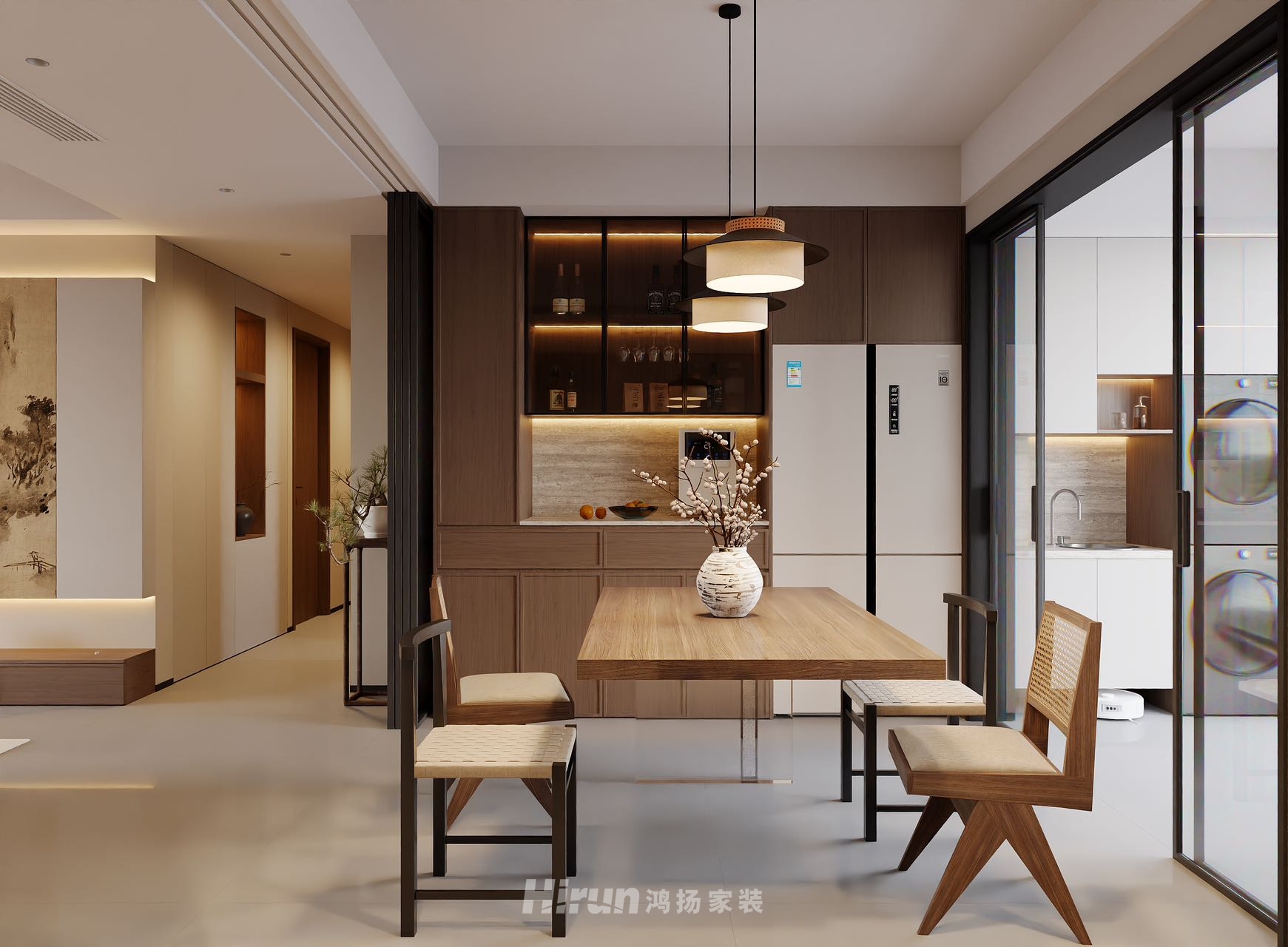 湘江天地180㎡意境東方四居室 裝修案例效果圖-11