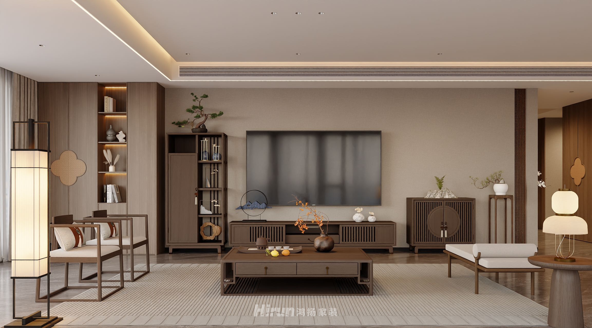 旭輝鉑悅湘江280㎡意境東方大平層 裝修案例效果圖-5