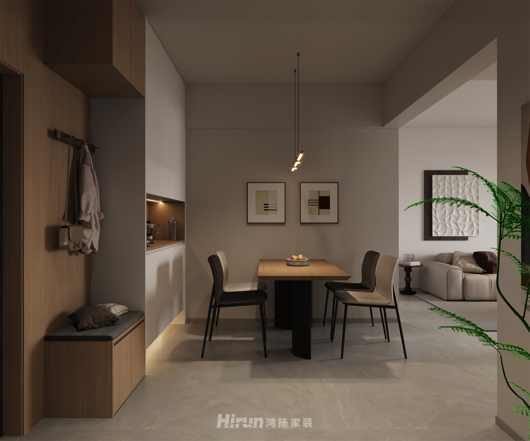 荷塘星城136㎡北歐之光三居室 裝修案例效果圖-2