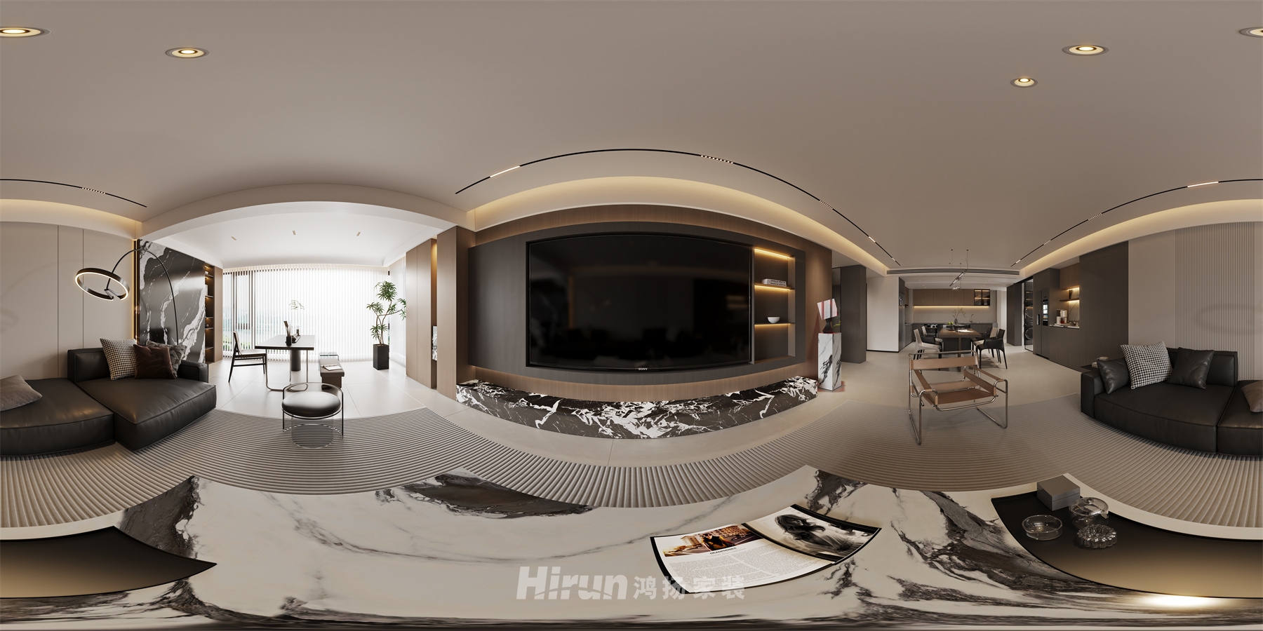 朗悅臺(tái)170㎡新裝飾主義五居室 裝修案例效果圖-2