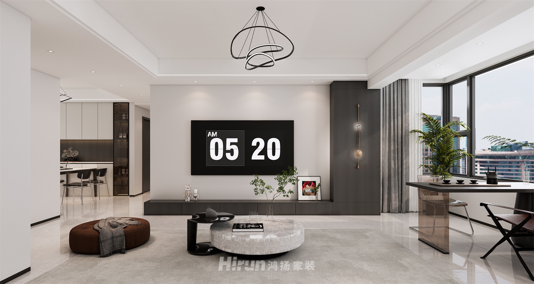 旺城天悅123㎡雅致現(xiàn)代三居室 裝修案例效果圖-2