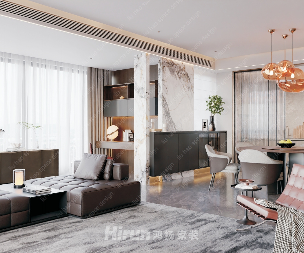 旭輝鉑悅湘江165㎡新裝飾主義四居室 裝修案例效果圖-5