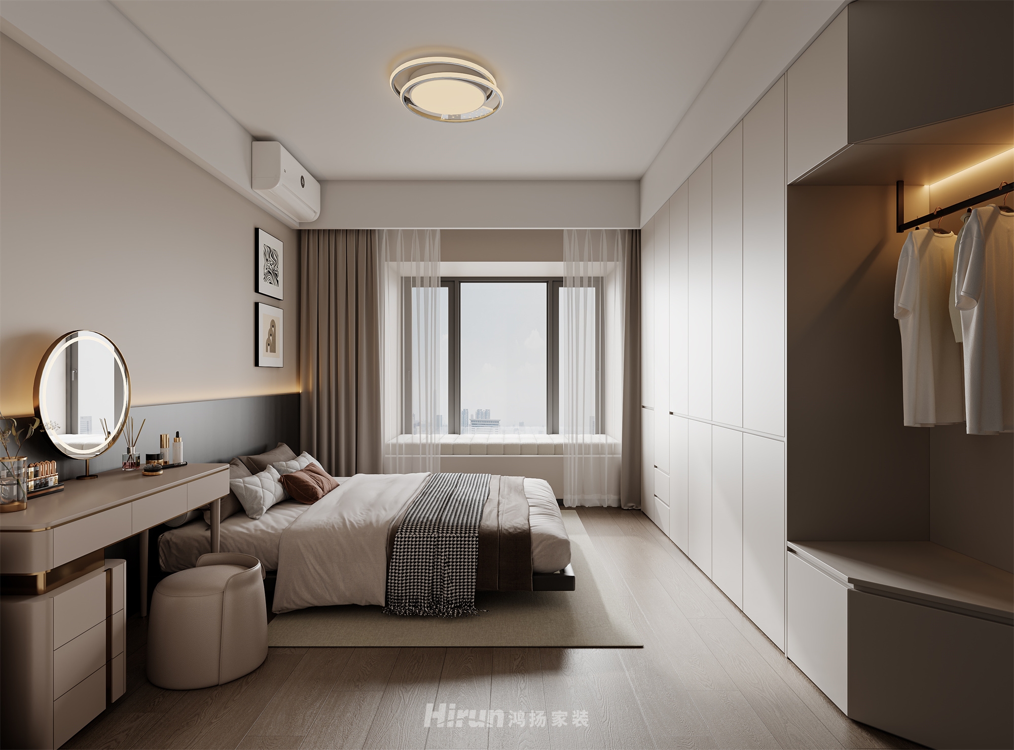 御景灣128㎡雅致現代四居室 裝修案例效果圖-5