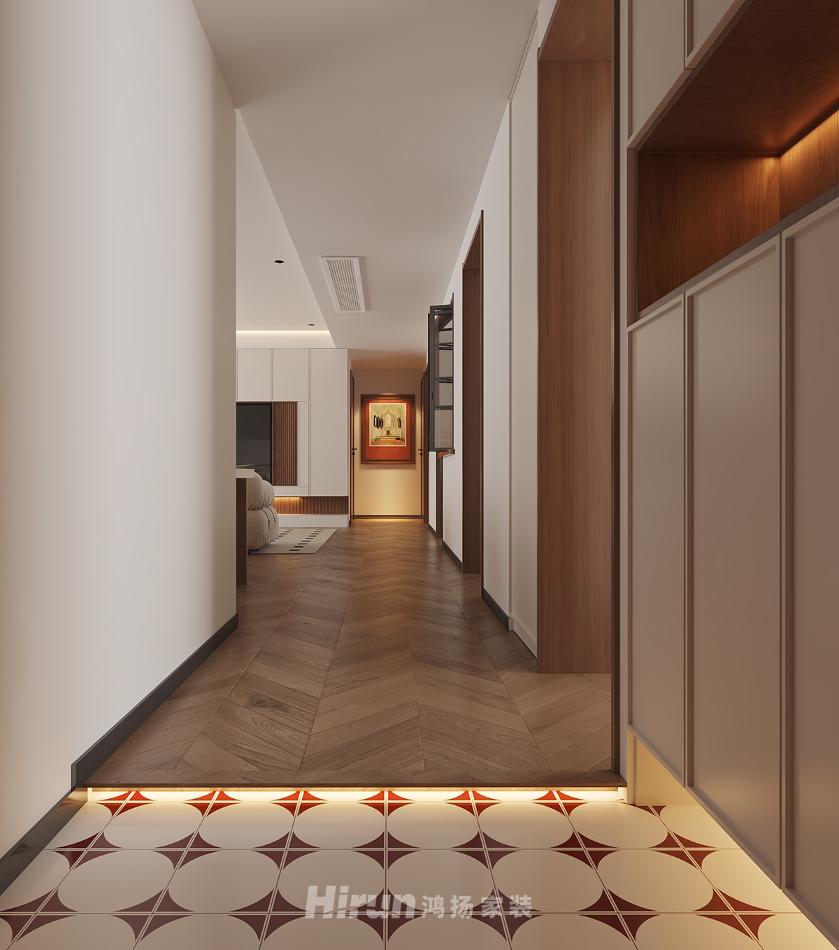 中建鈺和城128㎡復古風潮四居室 裝修案例效果圖-3