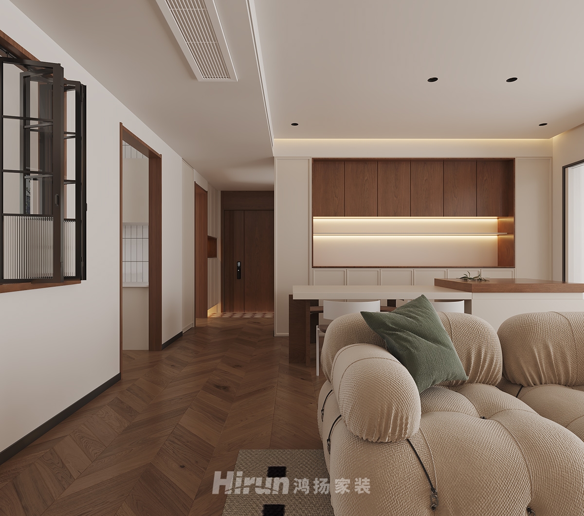 中建鈺和城128㎡復古風潮四居室 裝修案例效果圖-2