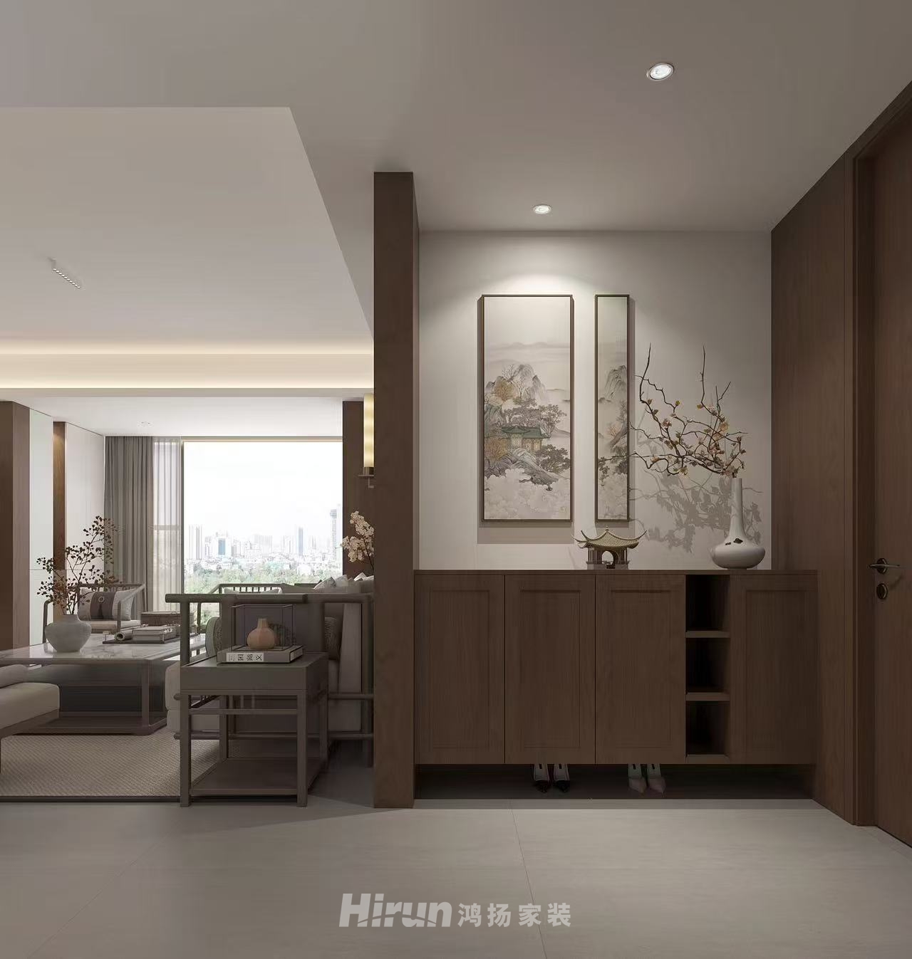 蓉國新賦170㎡意境東方四居室 裝修案例效果圖-1