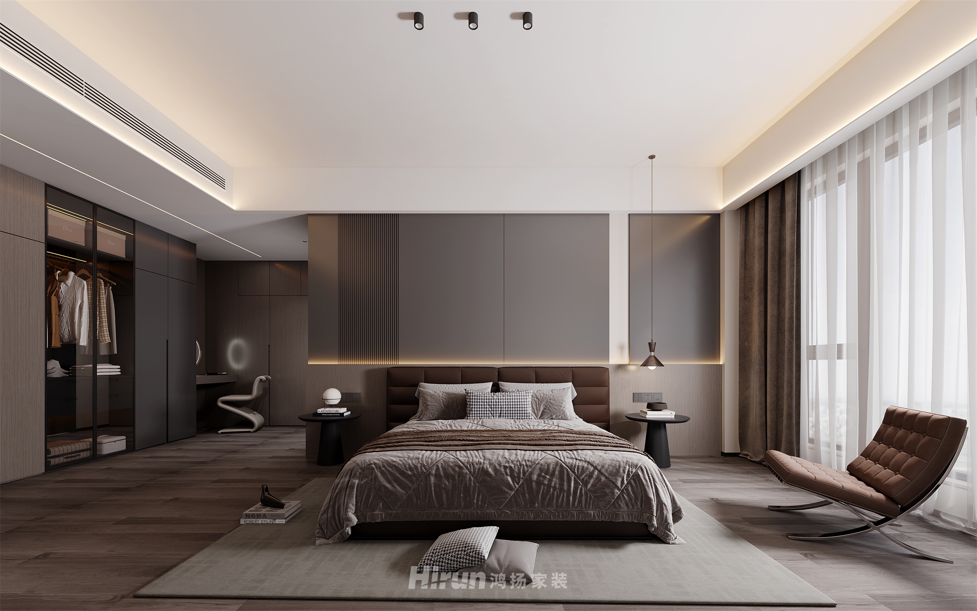 柳湖一號188㎡雅致現(xiàn)代四居室 裝修案例效果圖-4