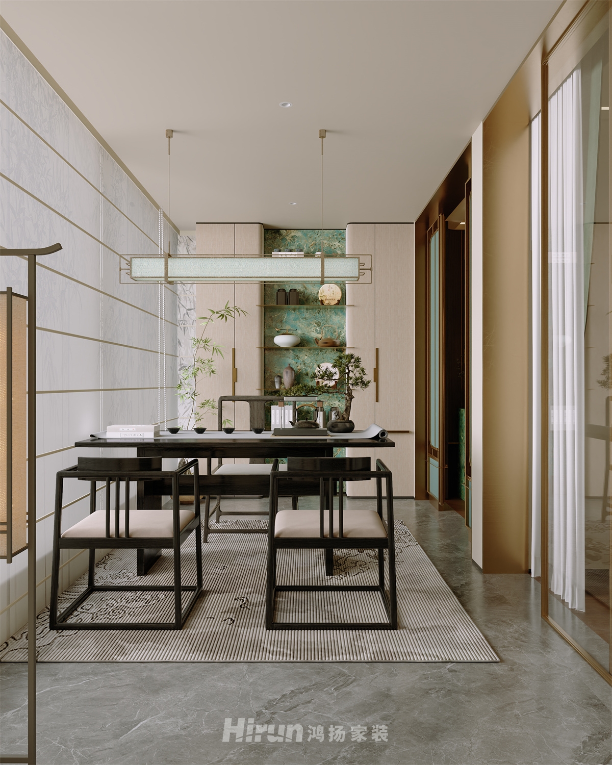 建發縵云200㎡意境東方五居室 裝修案例效果圖-15